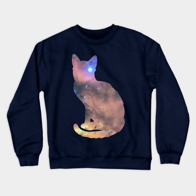 Cosmic Cat Silhouette Crewneck Sweatshirt by Amanda1775